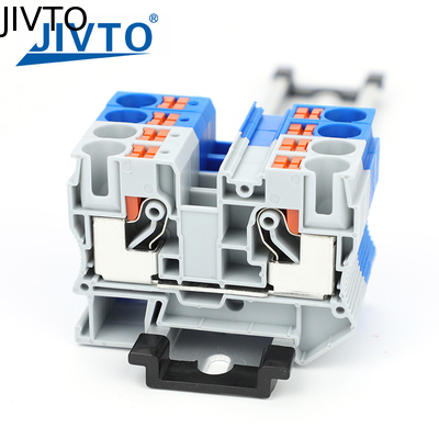 PT10 โบล็อกปลายทางดิน รถไฟฟ้าสายเชื่อม 10mm2 สปริงสปริงฟุต-ทรูสเตอป PT-10
