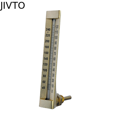 ของเหลวสีแดงภายในเครื่องวัดอุณหภูมิแก้วอุตสาหกรรม 60 มม. 90 องศา 3/4 '' BSP
