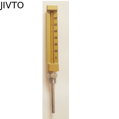 อุณหภูมิของเหลว 600C 150 มม. เครื่องวัดอุณหภูมิแก้วอุตสาหกรรม 1/4 '' NPT